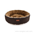 Classic Soft Canvas Velvet Cat Dog Round Bed